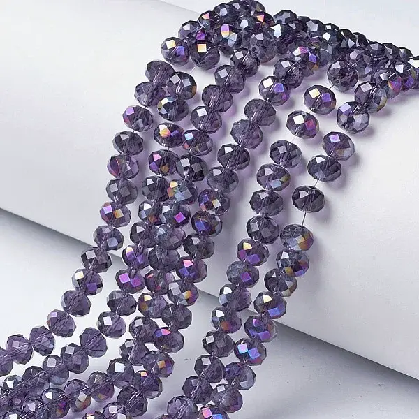 Electroplate Transparent Glass Beads Strands