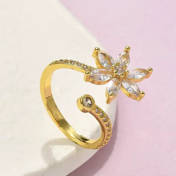 Brass Micro Pave Clear Cubic Zirconia Finger Rings