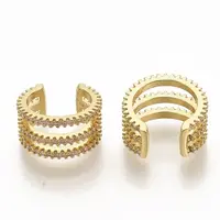 Brass Micro Pave Clear Cubic Zirconia Cuff Earrings