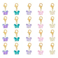 60Pcs Colorful Butterfly Glass Pendant Decorations