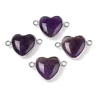 Natural Amethyst Love Heart Pendants