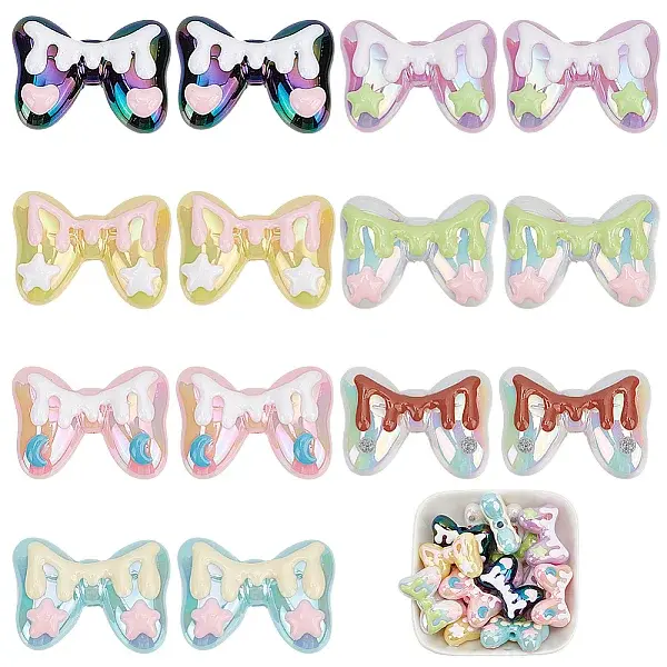 14Pcs 7 Colors Plating Acrylic Beads