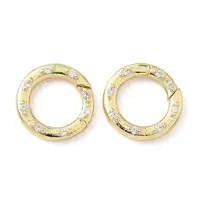 Brass Micro Pave Clear Cubic Zirconia Spring Gate Rings