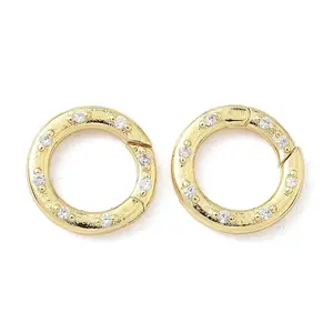 Brass Micro Pave Clear Cubic Zirconia Spring Gate Rings