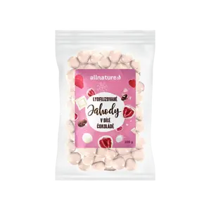 ALLNATURE Mrazem sušené jahody v bílé čokoládě 100 g