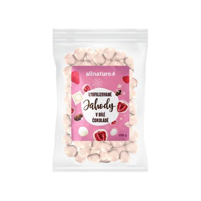 ALLNATURE Mrazem sušené jahody v bílé čokoládě 100 g