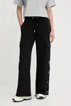 Kalhoty MICHAEL Michael Kors dámské, černá barva, kapsáče, high waist, MT530VOE45