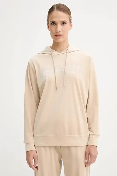 Mikina Guess COUTURE dámská, béžová barva, s kapucí, s aplikací, V4RQ25 K0232