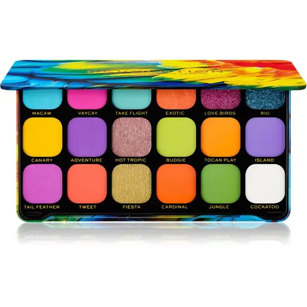 Makeup Revolution Forever Flawless paleta očních stínů odstín Bird of Paradise 18 x 1.1 g