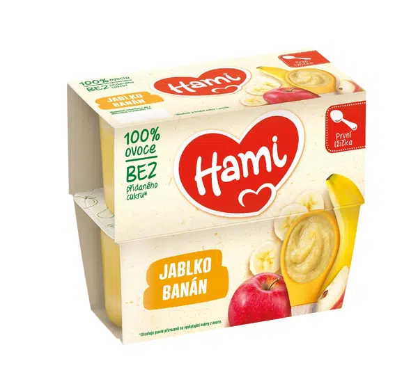 Hami 100% ovoce Jablko a banán 4m+ 4x100 g