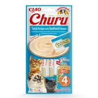 Inaba Cat Ciao Churu krémové krmivo pro kočky - tuňák, mořské plody 4 x 14 g