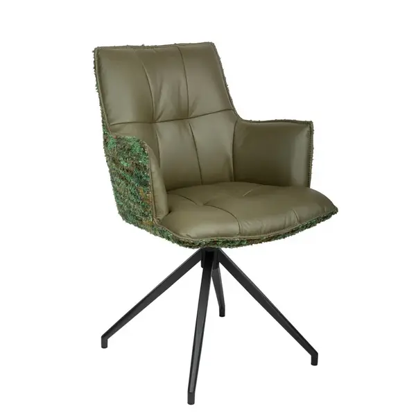 Novel ŽIDLE S PODRUČKAMI, železo, žakár, mikrovlákno, zelená, černá