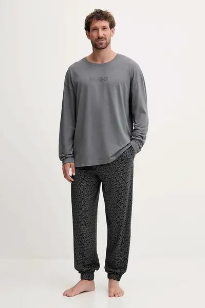 Pyžamo HUGO pánské, šedá barva, 50550098