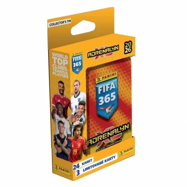 Fotbalové karty Panini FIFA 365 2025/2026 Adrenalyn plechová krabička - pocket