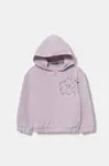 Dětská bavlněná mikina United Colors of Benetton fialová barva, s kapucí, s aplikací, 3J68G503W