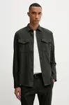 Bavlněná košile G-Star Raw pánská, zelená barva, regular, s klasickým límcem