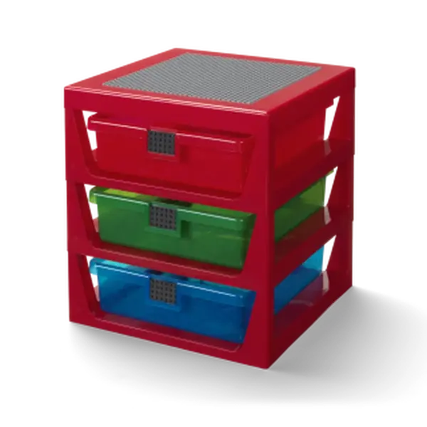 LEGO organizér se třemi zásuvkami - červená