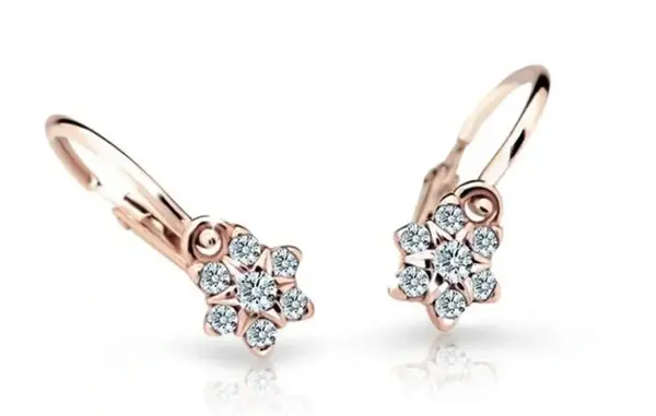 Cutie Jewellery Půvabné dětské náušnice z růžového zlata C2152-10-X-4 bílá