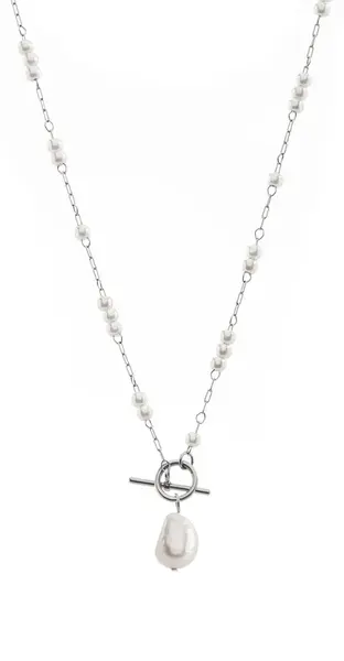Troli Elegantní ocelový náhrdelník s pravou barokní perlou VABQJN061S