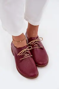 Dámské kožené elegantní šněrovací polobotky Zazoo 4238 bordó