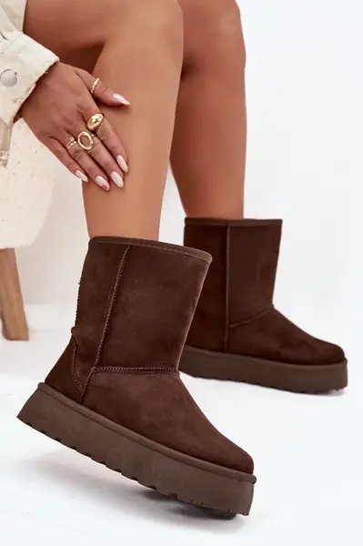 Boto Dámské Sněhule Zateplené Kožíškem Čokoládové Abrams