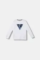 Dětské bavlněné tričko s dlouhým rukávem Guess