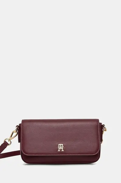 Kabelka Tommy Hilfiger vínová barva, AW0AW17677