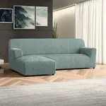 Bielastické potahy COSTINA mátová sedačka s otomanem vlevo (š. 170 - 300 cm)