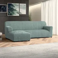 Bielastické potahy COSTINA mátová sedačka s otomanem vlevo (š. 170 - 300 cm)