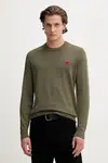 Bavlněný svetr HUGO zelená barva, 50475083