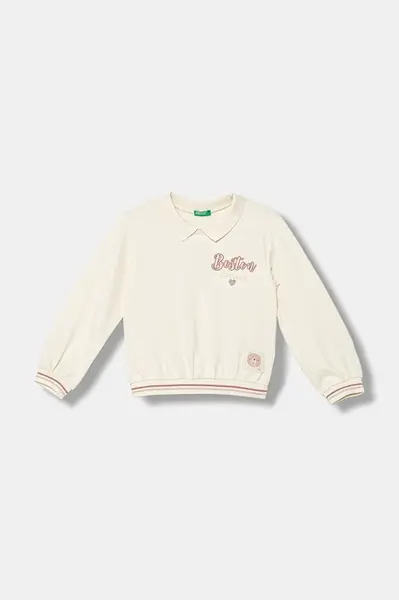 Dětská mikina United Colors of Benetton béžová barva, s aplikací, 32N4G10KJ