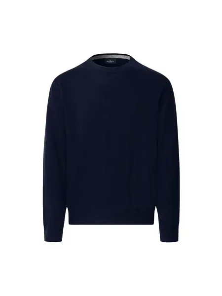Hackett London Sveter  tmavomodrá / karamelová
