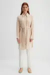 Trendyol X Kevser Sarıoğlu Beige Belted Aller Detail Woven Shirt