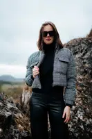 Trendyol Black Tweed Crop Down Jacket