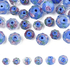 30Pcs 3 Styles Handmade Gold Sand Lampwork Beads Strands