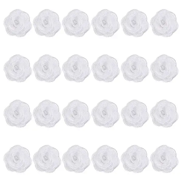 24Pcs 3D Rose Flower Polyester Computerized Embroidered Ornament Accessories