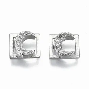 Brass Micro Pave Clear Cubic Zirconia Cabochons