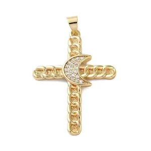 Brass Micro Pave Clear Cubic Zirconia Pendants