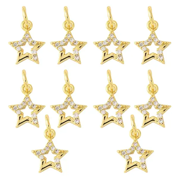 10Pcs Brass Micro Pave Cubic Zirconia Charms