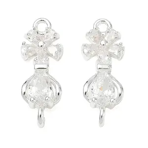 Brass Pave Clear Cubic Zirconia Connector Charms