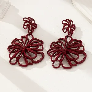 Alloy Enamel Dangle Stud Earrings