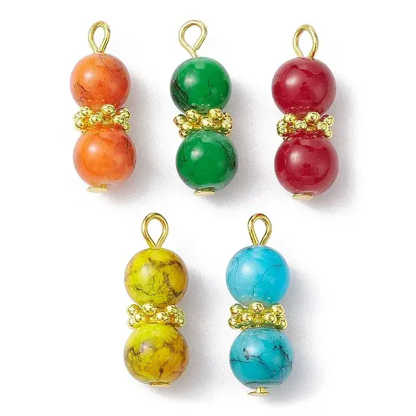Baking Paint Glass Round Beaded Pendant