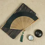 Chinese Style Wood Folding Fan with Tassel