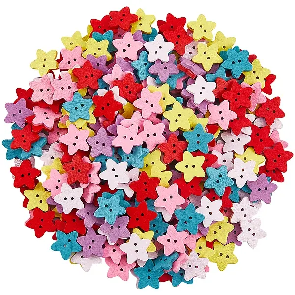 300Pcs 2-Hole Wood Buttons