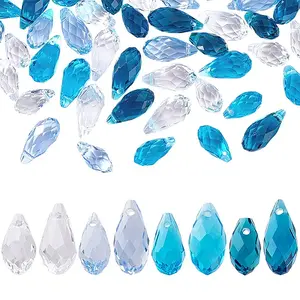80Pcs 8 Styles Transparent Glass Beads