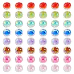 64Pcs 8 Colors UV Plating Transparent Acrylic European Beads