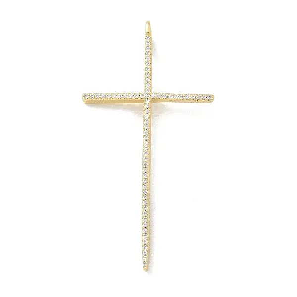 Brass Micro Pave Clear Cubic Zirconia Big Pendants