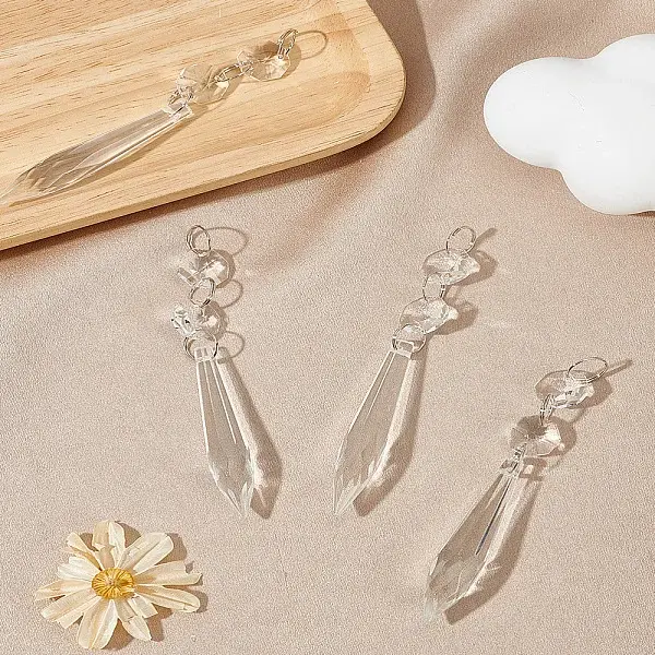 4Pcs Teardrop Glass Pendants