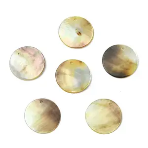 6Pcs Black Lip Shell Pendants