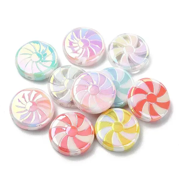 10Pcs UV Plating Opaque Acrylic Beads